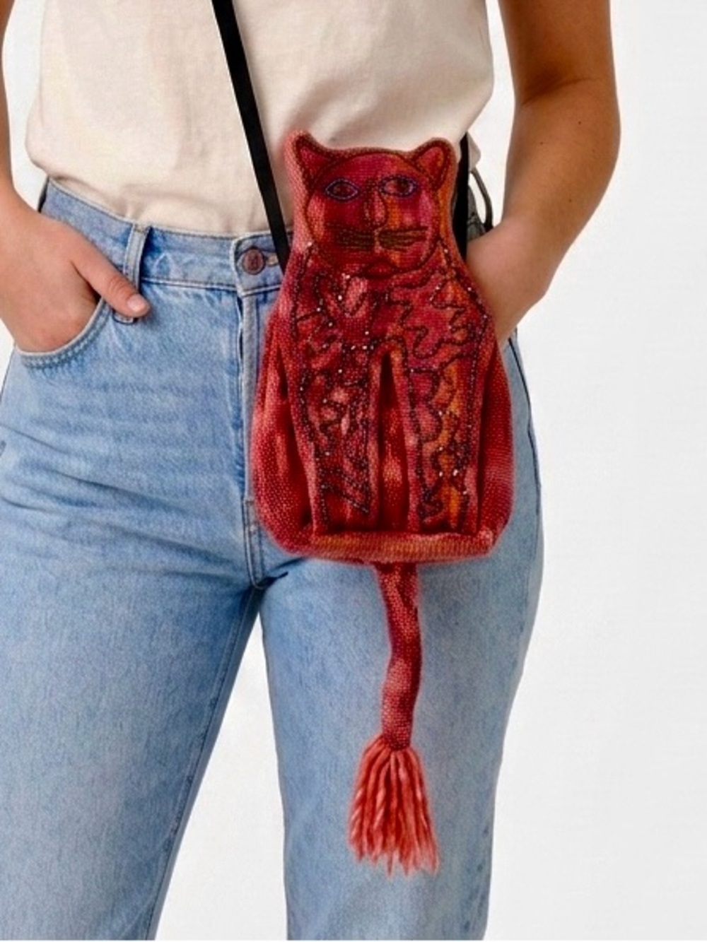 Handwoven Pink & Coral Crossbody Bag